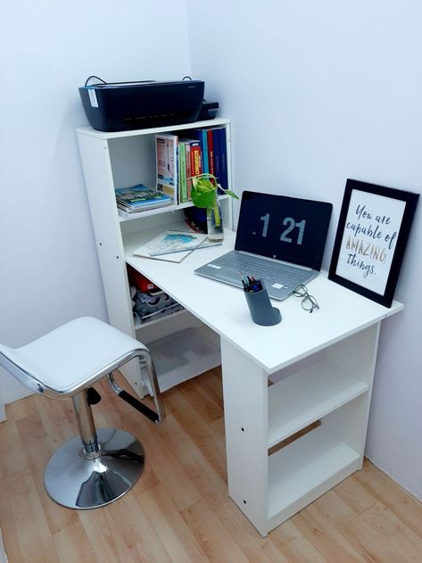 Study Table With Printer Space, Studies Tips, Mandala Design Art, Study Table, Desk Design, Home Office Decor, Standing Desk, Wood Projects, Office Desk