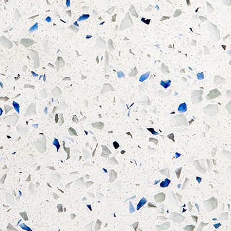 Blues from the depths of the frozen ocean and polar crystal clarity make this glacial surface a crisp, contemporary color option. Available in a polished finish or in a sea glass finish with a softer, textured look. Blue Recycled Glass Countertops, Blue Glass Countertop, Sparkle Countertops, Broken Tile Mosaic, Frozen Ocean, Sea Glass Tile, Recycled Glass Countertops, Glass Countertop, Terrazzo Texture