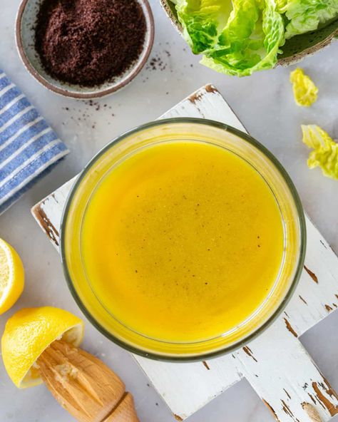 Sumac Dressing - Between2Kitchens Sumac Dressing, Zaatar Spice, Buttermilk Dressing, Leafy Salad, Simple Dressing, Miso Dressing, Salad Sauce, Mustard Dressing, 2000 Calories