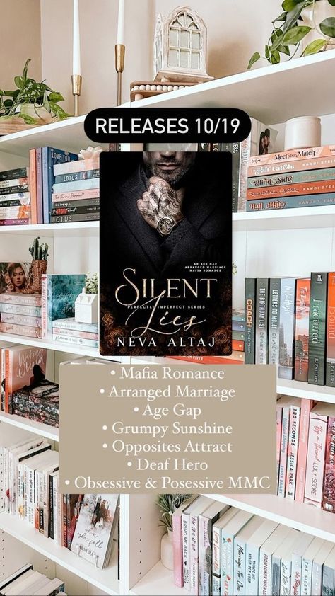 Loved this arranged marriage, grumpy sunshine, age gap mafia romance! 📖 Silent Lies #morallygrey #morallygreymen #morallygreycharacter #mafiaromance #mafiaromancereaders #mafiaromancereaders #mafiarecs #mafiaromancebooks #mafiaromances #mafiabooks #mafiabooktok #mafiabookrecs #mafiabooklovers #mafiabookseries #nevaaltaj #nevaaltajbooks | Bryanna | bryannareads · Original audio Arrange Marriage Books, Mafia Arranged Marriage Books, Age Gap Books, Arranged Marriage Books, Marriage Age, Grumpy Sunshine, Bound By Honor, Mafia Romance, Marriage Books