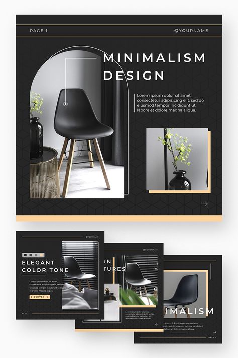 Modern Furniture Instagram Post Set Template | 📸@slyfieldstudio - #furniture #black #minimal #instagrampost #instagram #feed #instagramtemplate Architecture Social Media Post, Furniture Instagram Feed, Modern Black Furniture, Furniture Instagram Post, Instagram Feed Theme Layout, Black Minimal, Furniture Black, Instagram Theme Feed, Instagram Creative Ideas