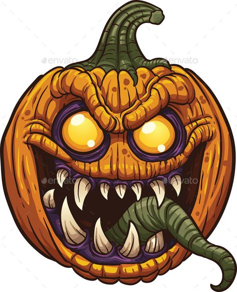 Halloween pumpkin monster. Vector clip art illustration with simple gradients. All in a single layer. EPS10 file included. Pumpkin Coloring Sheet, Pumpkin Monster, Scary Halloween Pumpkins, Evil Pumpkin, Creepy Pumpkin, Mascaras Halloween, Pumpkin Drawing, Pumpkin Illustration, Halloween Kunst