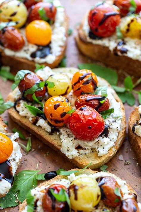 Lemon Berry Ricotta Toast, Bruschetta Breakfast Toast, Savory Ricotta Toast, Sandwich With Ricotta Cheese, Mediterranean Breakfast Toast, Tomato Ricotta Toast, Ricotta Toast Recipes Breakfast, Ricotta Toast Ideas, Ciabatta Breakfast Ideas