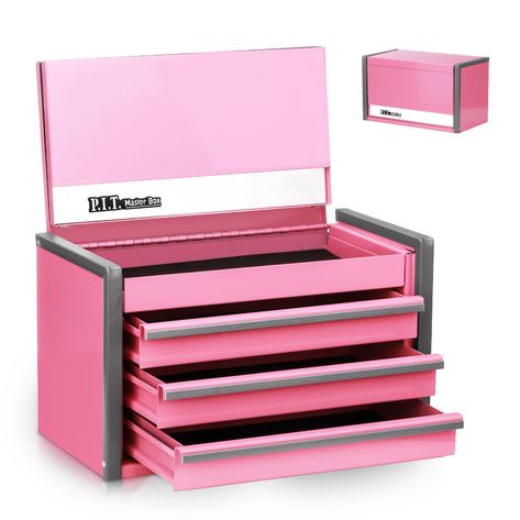 PRICES MAY VARY. Multiple Storage Mini Tool Box - 8.6 X 4.6 X 4.8 Inches, lightweight and portable design, suitable for your day use. You can also match the 5-Drawer Micro Roll Cab to use together or separately. Please check the size before you place an order. It's a small box, if you mind, please don't buy it Magnetic Tab Locking - The magnetic locking is an easy-to-use locking mechanism that utilizes powerful magnets to lock automatically when you close the lid. The design of tab locking can c Pink Tool Box, Steel Tool Box, Shrines Box, Pink Tools, Tools Storage, Tool Organizers, Cool New Gadgets, Mini Pink, Pink Paint