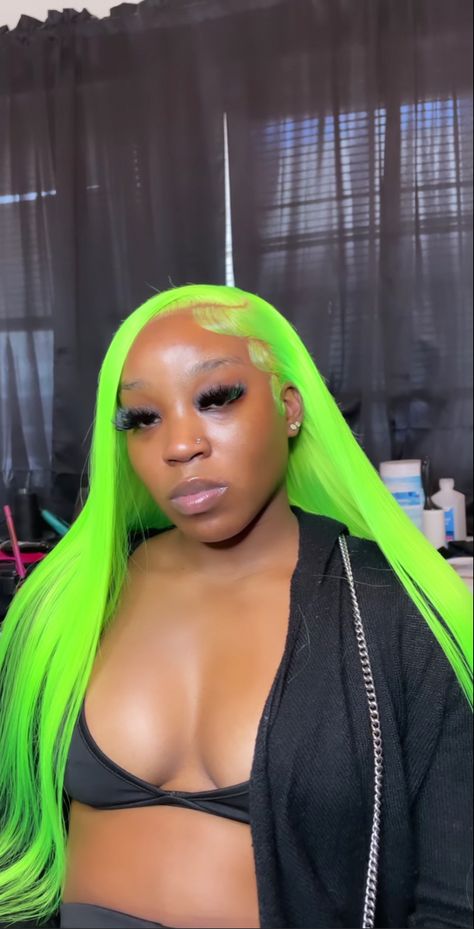 Lime Green Wigs For Black Women, Neon Green Lace Front Wig, Lime Green Frontal Wig, Lime Green Wig Install, Green Frontal Wig Install, Green Lace Front Wigs Black Women, Lime Green Lace Front Wig, Lime Green Wig Black Women, Slime Green Hair