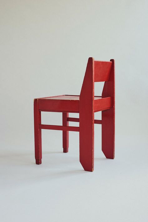 Fireside Chairs, Painted Chair, Cnc Furniture, Simple Furniture, Wooden Tops, Red Paint, Wooden Chair, Sofa Chair, Step Stool