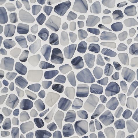 Artmore Tile Marine Blue 12-in x 12-in Frosted Glass Pebble Stone Look Floor and Wall Tile (0.96-sq. ft/ Piece) in the Tile department at Lowes.com Blue Glass Tile Backsplash, Pebble Stone Flooring, Frosted Glass Wall, Artmore Tile, Blue Glass Tile, Affordable Tile, Black Hills South Dakota, Bathroom Mood Board, Wall Mosaic