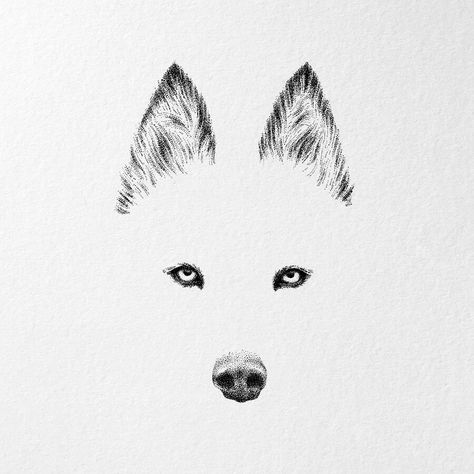 Minimalist Husky. Stippling Ink Drawings. Click the image, for more art by Nelly Todorova. Husky Tattoo Design, Husky Tattoo, Husky Drawing, Small Dog Tattoos, Tattoos For Dog Lovers, Minimalist Tattoo Ideas, Dog Line Art, Ink Artwork, Dog Tattoo