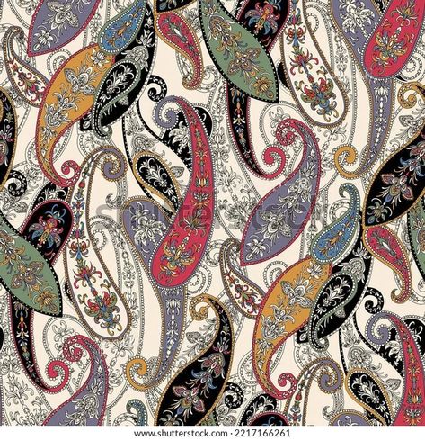 Digital Design Multi Colour Beautiful Kyari Stock Illustration 2217166261 | Shutterstock Bohemian Print Patterns, Indian Patterns Textiles, Boho Prints Pattern, Indian Prints And Patterns, Bohemian Pattern Art, Indian Textile Prints, Traditional Indian Prints, Traditional Design Pattern, Ethnic Design Pattern