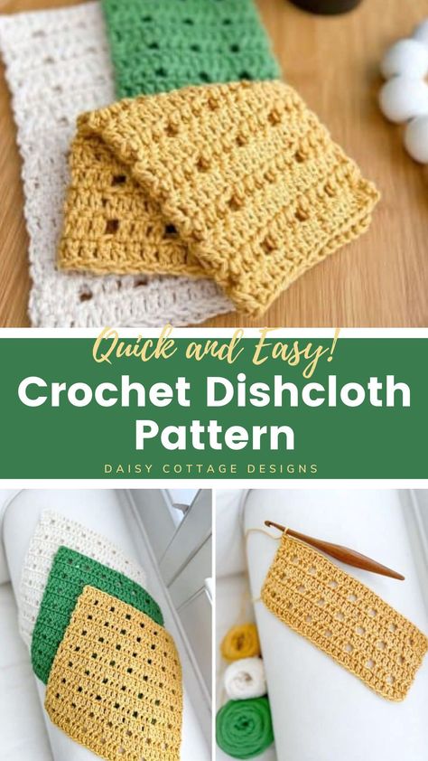 Crochet Dish Clothes Free Pattern, Crocheted Dishclothes Easy Patterns, Easy Dish Cloths Crochet, Easy Crochet Dish Cloth For Beginners, Simple Crochet Dishcloth Pattern Free, Quick Crochet Dishcloth, Crochet Cloth Pattern, Free Crochet Pattern Dishcloth, Dish Rags Crochet Pattern