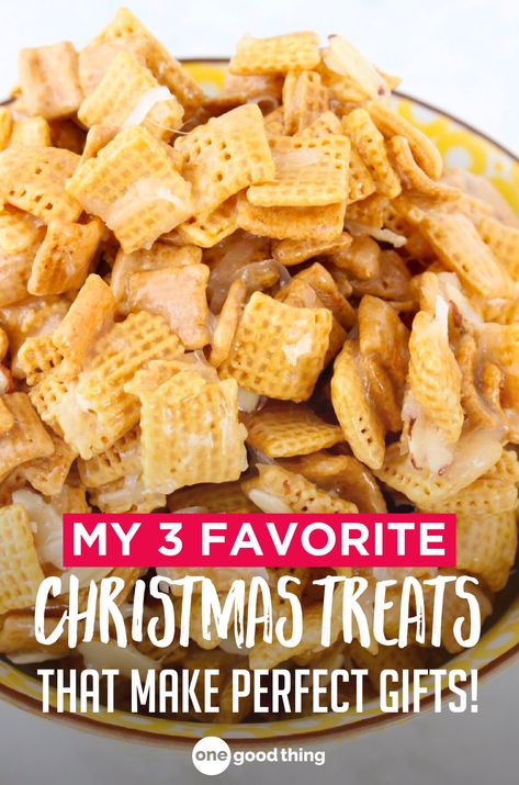 Get the recipes for 3 of our favorite Christmas treats. They make perfect gifts for friends and family, or perfect snacks to keep for yourself! Easy Christmas Treats Recipes, Best Christmas Treats, Easy Christmas Treat, Perfect Snacks, Crockpot Hot Chocolate, Christmas Food Treats, One Good Thing By Jillee, Easy Christmas Treats, Christmas Candy Recipes