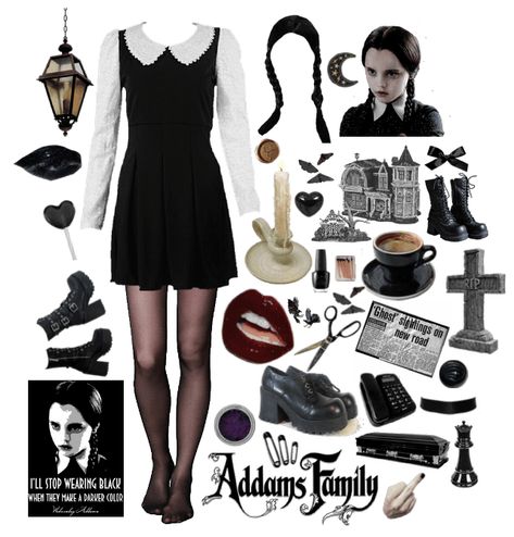 Wensday Adams Aesthetic Clothes, Wednesday Addams Costume Aesthetic, Wednesday Addams Dresses, Wensday Adams Clothes, Wednesday Addams Ideas, Cosplay Wednesday Addams, Wednesday Addams Dress Outfit, Wednesday Addams Lookbook, Dress Like Wednesday Addams