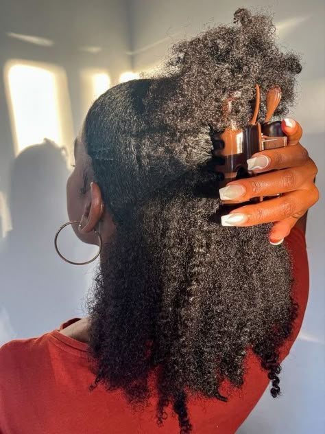 Healthy Type 4 Hair, 4c Natural Hair Aesthetic, Healthy 4c Hair Aesthetic, Half Up Half Down Type 4 Hair, Long 4c Hair Aesthetic, Natural Hairstyles Type 4 Hair, Aesthetic Black Hairstyles, Hair Styles For Natural Hair Black Women, Long Type 4 Hair