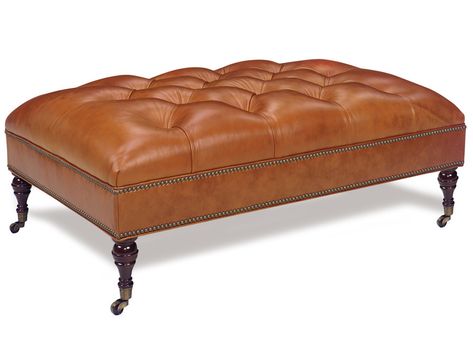 30-B Bench Tufted Leather Ottoman, Leather Cocktail Ottoman, Club Furniture, Sectional Sofa With Recliner, Hand Made Leather, French Style Furniture, Tufted Leather, Leather Bench, Tufted Ottoman