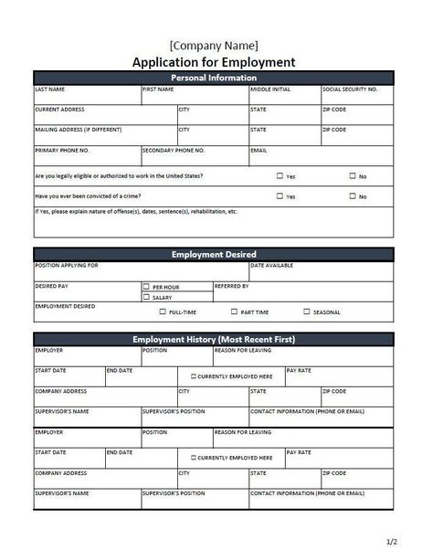 Application Template, Application For Employment, Employment Application Printable, Job Applications, Job Estimate Template, Employment Contract Templates, Printable Job Application Forms, Job Application Example, Employment Application Form