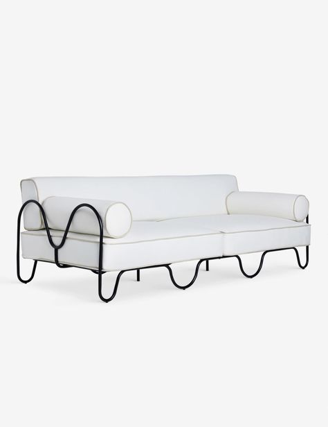 Peggy Indoor / Outdoor Sofa by Sarah Sherman Samuel Apartment Courtyard, Metal Frame Sofa, Burled Wood Furniture, Outdoor Lounge Seating, Urban Furniture Design, Metal Seating, Sarah Sherman, Wrought Iron Chairs, Sarah Sherman Samuel