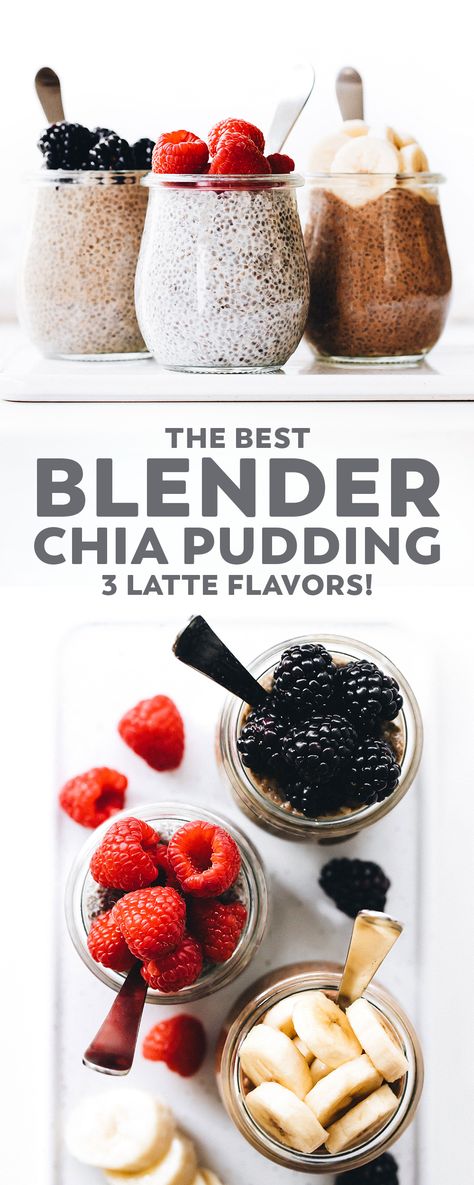 The BEST ultra creamy chia seed pudding made in the blender with 3 latte inspired flavors to choose from – breakfast, dessert, or perfect prep ahead snack! #vegan #chia #glutenfree #paleo #healthy #snack #breakfast #easyrecipe Blender Chia Pudding, Chai Recipes, What Is Healthy Food, Healthy Food Habits, Aip Diet, Wholesome Recipes, Healthy Food Facts, Healthy Breakfasts, Heart Canvas