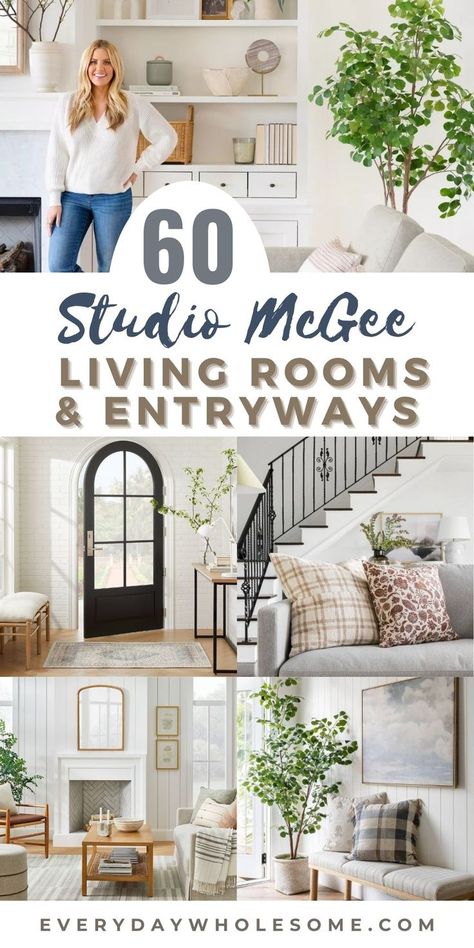 Target Threshold Studio Mcgee, Mcgee And Co Entry, Studio Mcgee Spring Decor, Modern Beach House Interior Design Living Room, Studio Mcgee Styling, Studio Mcgee Entry Table, Styling Foyer Table, Entry Table Lamp Ideas, Spring Foyer Table Decor