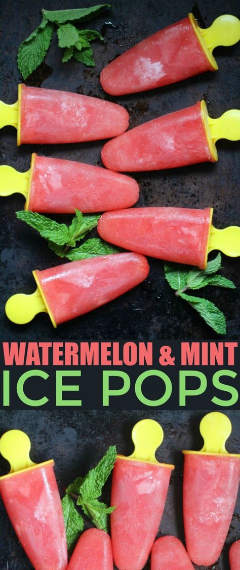 These Watermelon & Mint Ice Pops are quite possibly one of the most refreshing summer treats you can easily make at home yourself! Homemade Ice Pops Recipes, Watermelon And Mint, Homemade Ice Pops, Ice Pop Recipes, Watermelon Popsicles, Mango Pineapple, Fresh Fruit Juice, Frugal Mom, Watermelon Mint