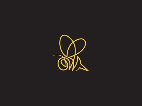 It's a bee. A cute bee illustration. Looks to be hand drawn. - #bees #drawings #illustrations Bee Logo, Gold Logo, In The Middle, Black Background, The Middle, Bee, Yellow, Gold, Black