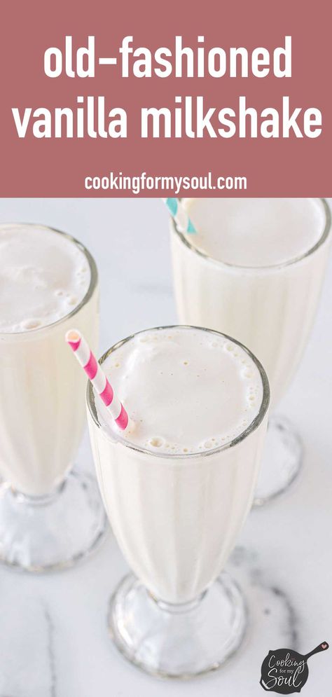 Vanilla Milkshake! This easy 3-ingredient vanilla milkshake is so simple yet incredibly delicious and the perfect treat to make at home. Ready in just 5 minutes. Chick Fil A Milkshake Recipe, Homemade Milkshake Recipe Easy, Milkshake Recipe Vanilla, Milk Shake Recipes, Ice Cream Milkshake Recipe, Homemade Milkshake Recipe, Vanilla Milkshake Recipe, Milkshake Recipe Easy, Homemade Milkshake