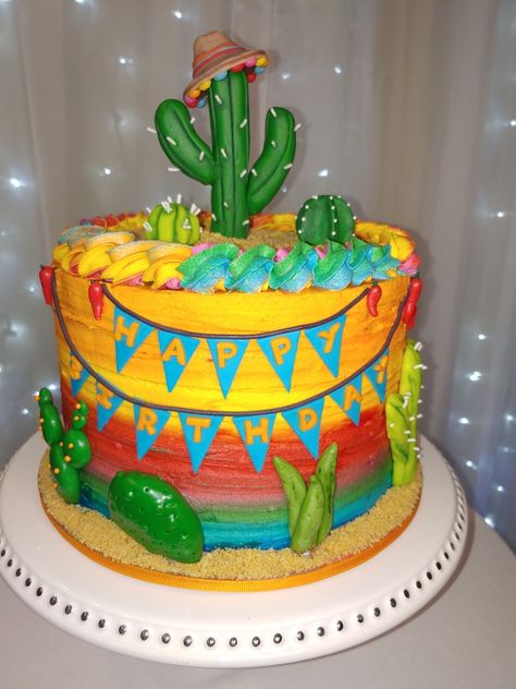 Fiesta theme bday cake Taco Theme Cake, Fiesta Sheet Cake, Fiesta Cake Ideas, First Fiesta Cake, Mexican Cakes, Mexican Themed Cakes, Mexican Cake, Fiesta Cake, Fiesta Birthday Party