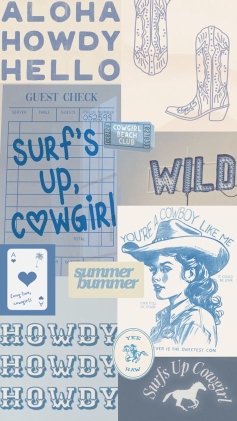 #bluevibes #costal #cowgirl #coastalcowgirl #wallpaper Costal Cowgirl, Sorority Paddles, Collage Board, Cute Laptop Wallpaper, Memory Board, Big Little Reveal, Dorm Walls, Junior Year, Coastal Cowgirl