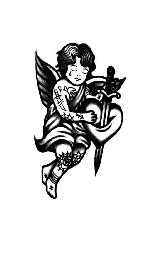 Black And White Flash Tattoo, Traditional Tattoo Art Men, American Traditional Tattoo Design Old School, Old School Tattoo Men, Traditional Tattoo Art Black And White, 5x5 Tattoo Ideas, Oldschool Tattoo Black, American Traditional Tattoos Black And White, Traditional Angel Tattoo