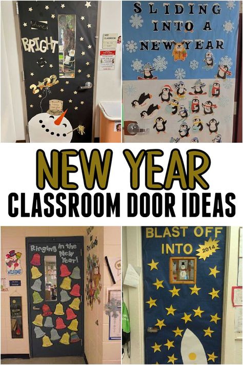 New Years Eve Classroom Door, New Years Preschool Door Ideas, Classroom Door Ideas For January, New Year Door Ideas For Classroom, New Year School Door Decoration, January Class Door Ideas, 2024 Classroom Door, New Years Teacher Door, January Teacher Door