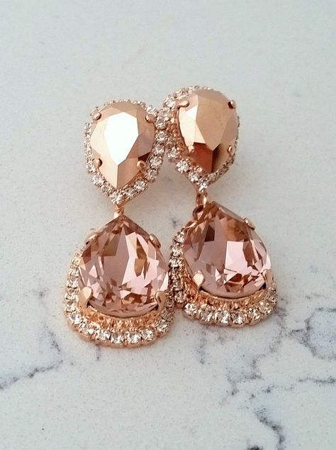 Earrings Weddings, Rose Gold Chandelier, Rose Gold Chandelier Earrings, Bridal Earrings Studs, Blush Earrings, Bridal Earrings Chandelier, Gold Chandelier Earrings, Rose Gold Morganite, Blush Bridal