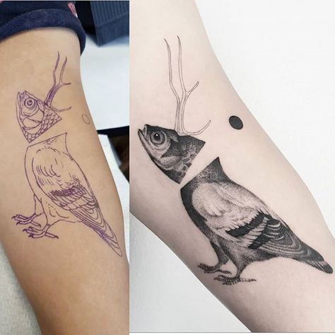 sfía (@sofiocada) • Fotos y videos de Instagram Fish Bird Tattoo, Pony Reinhardt, Bird Skull Tattoo, Surreal Tattoo, Food Tattoos, 4 Tattoo, Fire Tattoo, Tattoos Skull, Dragon Tattoo Designs