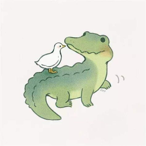 Crocodile Drawing, Green Scales, Duck Drawing, Animal Doodles, Cute Animal Drawings Kawaii, Sharp Teeth, Cute Doodles Drawings, The Nile, Cute Kawaii Drawings