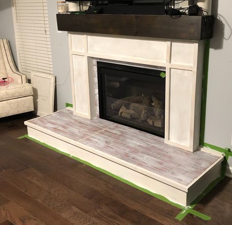 How To: Build Fireplace Cover with Hearth Faux Hearth For Electric Fireplace, Diy Fireplace Surround Easy How To Build, Diy Gas Fireplace Surround, Faux Fireplace Hearth, Fireplace Raised Hearth, Diy Electric Fireplace Surround, Fireplace Cover Up, Fire Place Makeover, Pellet Stove Hearth