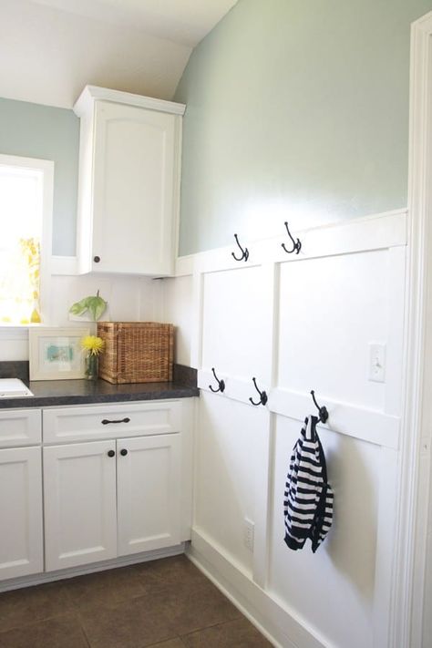 board and batten how-to Laundry Room Redo, Laundry Room/mud Room, Laundry Room Bathroom, Laundry Room Remodel, Laundry Room Inspiration, Laundry Mud Room, Room Redo, Laundry Room Makeover, Board And Batten