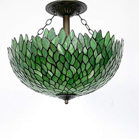 Tiffany Ceiling Lights Lampsusa, Tiffany Semi Flush Light, Green Glass Flush Mount Light, Arts And Crafts Style Chandelier, Green Glass Light Fixture, Stained Glass Flush Mount Light, Tiffany Style Chandelier, Tiffany Flush Mount Ceiling Light, Green Ceiling Light