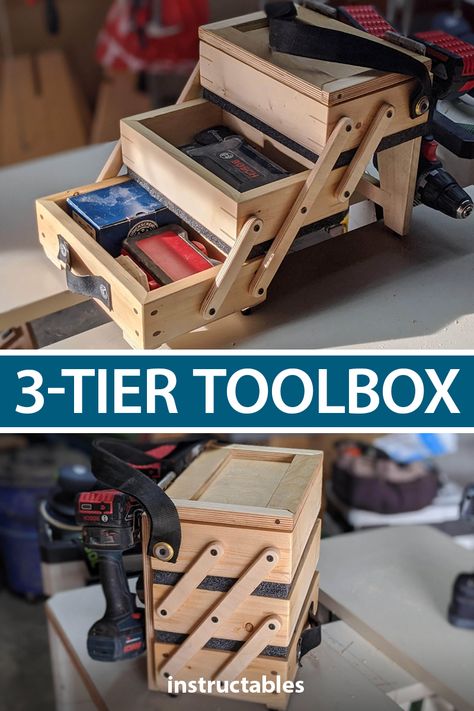 Diy Toolbox Ideas, Woodworking Garage, Art Boxes, Woodworking Desk, Woodworking Cabinets, Woodworking Storage, Best Woodworking Tools, Woodworking Box, Woodworking Toys