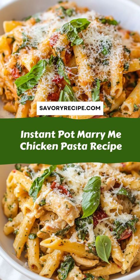 Instant Pot Marry Me Chicken Pasta is a game-changer for dinner! This hearty recipe blends succulent chicken, flavorful spices, and creamy pasta for an unforgettable meal. Perfect for any occasion, it’s a standout among Instapot Recipes. Treat yourself and your loved ones to this delightful, easy-to-make dish! Instant Pot Marry Me Chicken, Marry Me Chicken Pasta, Marry Me Chicken Recipe, Instant Pot Pasta Recipe, Savory Recipe, Marry Me Chicken, Cooked Pasta, Instant Pot Recipes Chicken, Pasta Dinner Recipes