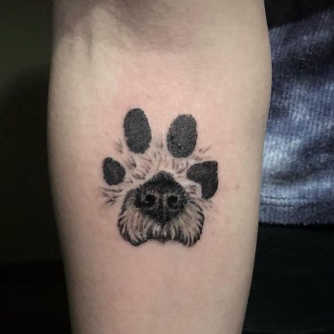 White Paw Print Tattoo, Dog Nose And Paw Print Tattoos, Detailed Paw Print Tattoo, Dog Paw Print Tattoo On Thigh, Custom Dog Paw Print Tattoo, Nose Tattoo, Chihuahua Tattoo, Halo Tattoo, Dog Nose Print