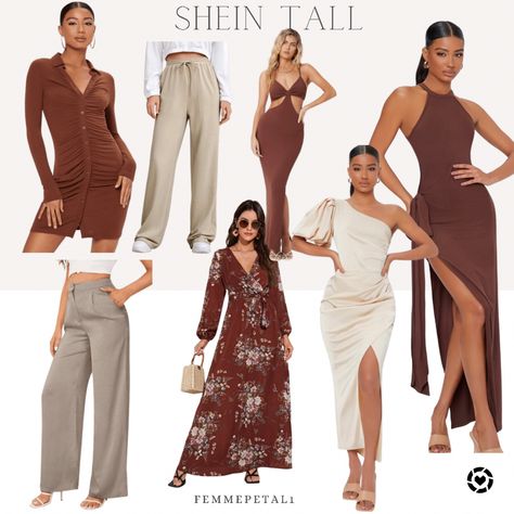 Shein Tall Outfits, Non-stretch Brown High Waist Jeans For Fall, Trendy Brown Full-length Cargo Pants, Fall Brown Non-stretch High Waist Jeans, Cheap High-waisted Brown Wide Leg Pants, Tall Wide Leg Pants, Tall Girl Outfits, Tall Fashion, Tall Pants