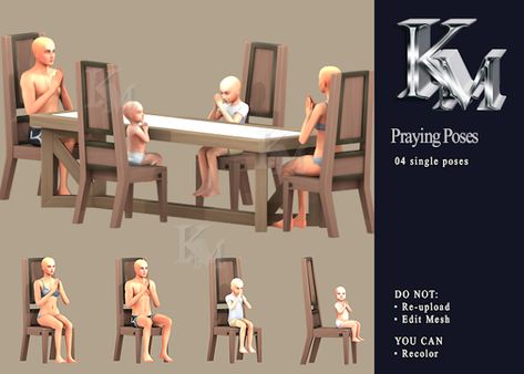 [KM] Praying Poses | KM Story Poses, Toddler Hair Sims 4, Toddler Poses, Ts4 Poses, 4 Poses, Sims 4 Gameplay, Sims 4 Characters, Figure Poses, Sims 4 Game