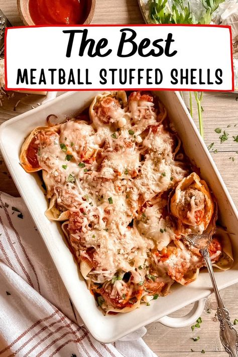 Jumbo Shell Recipes, Stuffed Shells With Meat, Shell Pasta Recipes, Italian Style Meatballs, Stuffed Shells Ricotta, Jumbo Pasta Shells, Pasta Shells, Meatballs Easy, Stuffed Shells Recipe