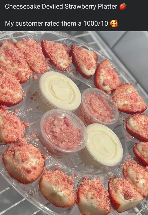 Cheesecake Deviled Strawberry Platter, Deviled Strawberry Cheesecake, Cheesecake Deviled Strawberries, Deviled Strawberry, Cheesecake Crunch, Deviled Strawberries, Chanel Slides, Strawberry Crunch, Surprise Boyfriend