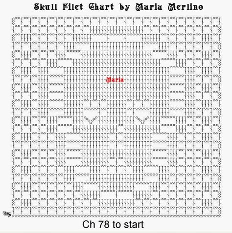 Filet Crochet: Day of the Dead Yarn Skull Doily or Afghan Block Halloween Filet Chart Skull Doily, Crochet Skull Patterns, Crochet Patterns Filet, Fillet Crochet Patterns, Crochet Graph, Crochet Skull, Filet Crochet Charts, Fillet Crochet, Halloween Crochet Patterns