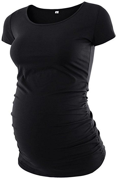 Liu & Qu Womens Maternity Classic Side Ruched T-Shirt Tops Mama Pregnancy Clothes Black L at Amazon Women’s Clothing store: Maternity Shirts, Trendy Maternity Outfits, Pregnancy Clothes, Short Sleeves Shirt, Maternity Tunic, Clothes Black, Maternity Tees, Pregnancy Tshirts, Womens Maternity