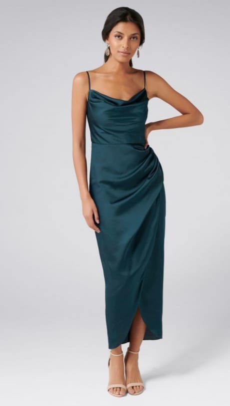 Green Ever New dress, $200. #TheKit #Bridesmaid #Dress #Wedding #Color #Style #Green Forever New Dress, Cowl Neck Midi Dress, Affordable Bridesmaid Dresses, Fashion Forever, Cowl Neck Dress, Forever New, Petite Fashion, Womens Midi Dresses, Fitted Bodice