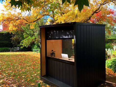 Prefab Office Shed, Office Sheds Backyard, Garden Office Ideas, Garden Office Shed, Office Shed, Garden Pods, Tiny Office, Tiny Room, Pod House