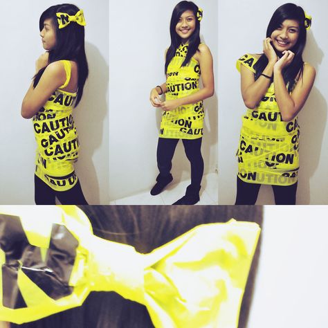 Caution Tape Outfit, Tape Outfit, Caution Tape, Fantasy Makeup, Halloween Diy, Holiday Fun, Halloween Costumes, Lookbook, Halloween