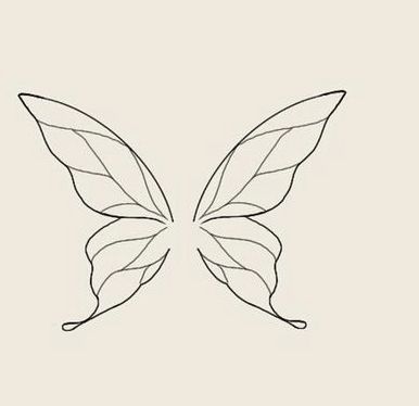 Fairy Drawing Template, Wings Fairy Drawing, Fair Wings Drawing, How To Draw Fairy Wings, Fair Wings Tattoo, Simple Fairy Wings, Fairy Wing Drawing, Fairy Wing Tattoo Designs, Drawing Fairy Wings