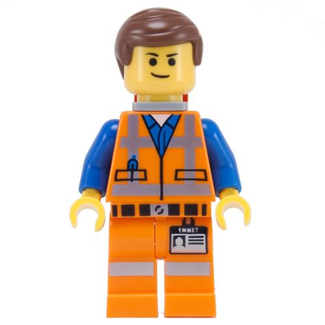 emmett from lego movie | Emmet Minifig Lego Movie Characters, Emmet Lego, Lego Card, Lego Movie Party, Lego Film, The Lego Movie, Construction Lego, Lego Cake, Lego Man