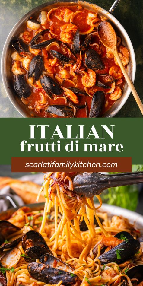 This linguine frutti mare recipe is a light and easy Italian seafood dish. Filled with all of the best seafood is a light tomato sauce. Olive Garden Seafood Brodetto Recipe, Red Sauce Seafood Pasta Recipes, Seafood Linguine Recipe Tomato, Best Seafood Pasta Recipes, Fruitti De Mare Recipe, Italian Seafood Dishes, Authentic Italian Seafood Pasta, Italian Seafood Pasta Recipes, Easy Seafood Pasta Recipes